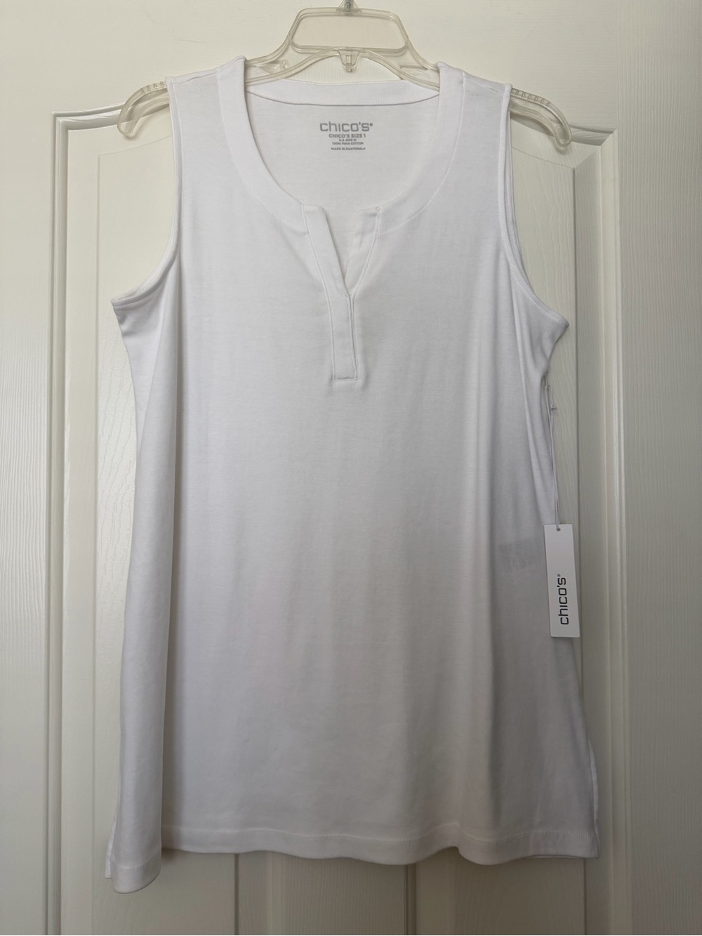 NEW Chico's White Sleeveless Henley Tank